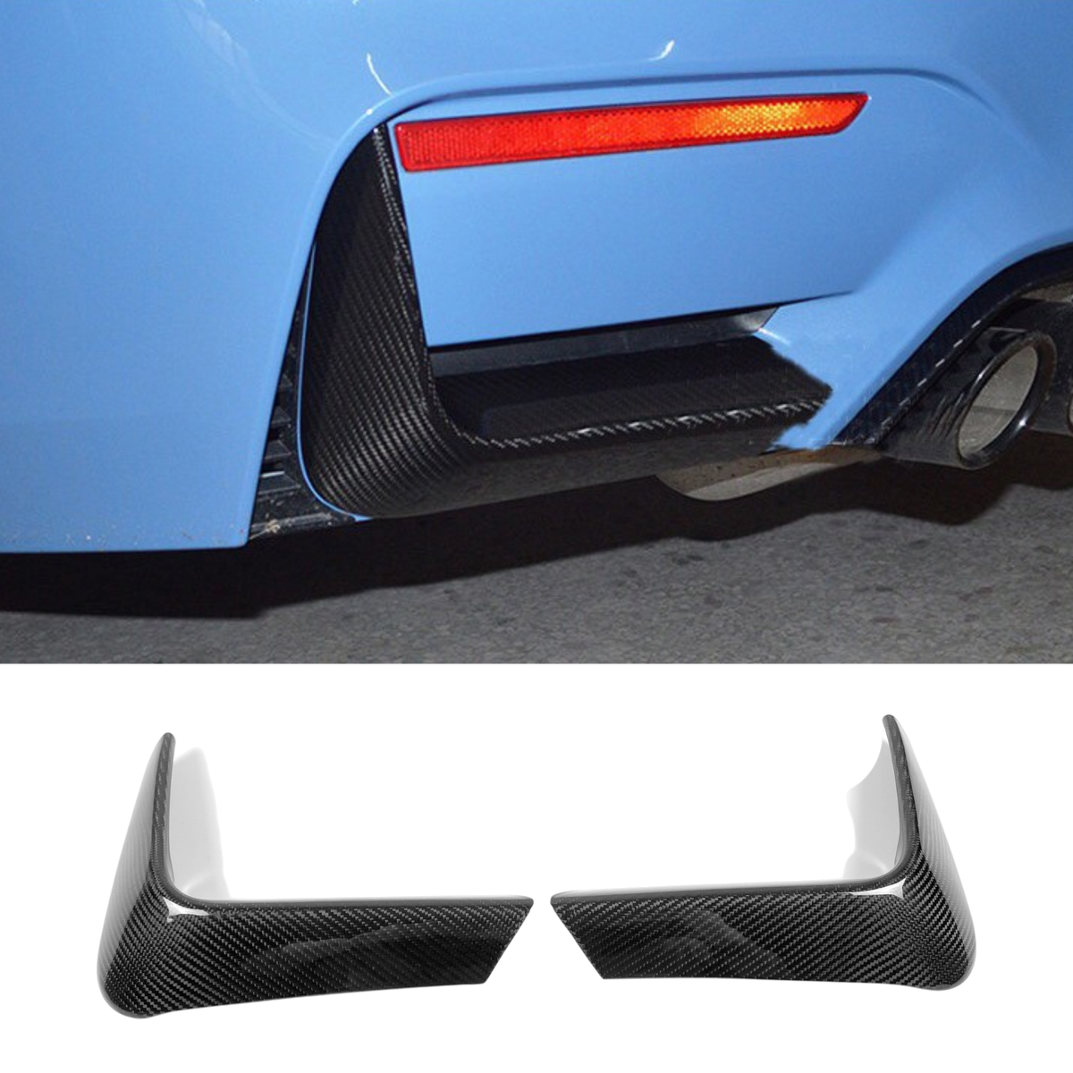BMW M3 F80 / M4 F82 F83 (DRY CARBON FIBER) Rear Lower Bumper Fang Covers