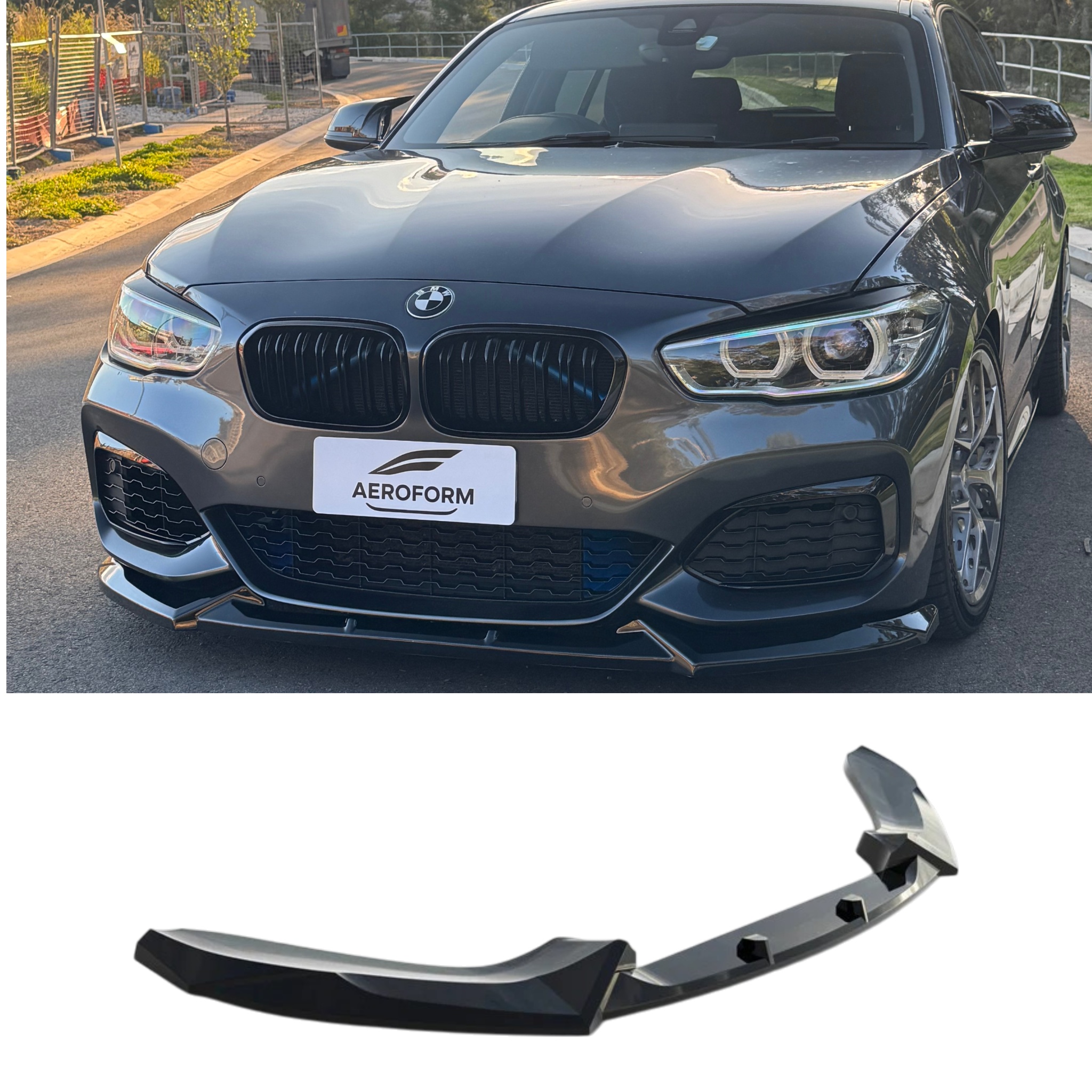 Aero Front Lip (Gloss Black) for 15-19 BMW 1 Series F20 (M-Sport)