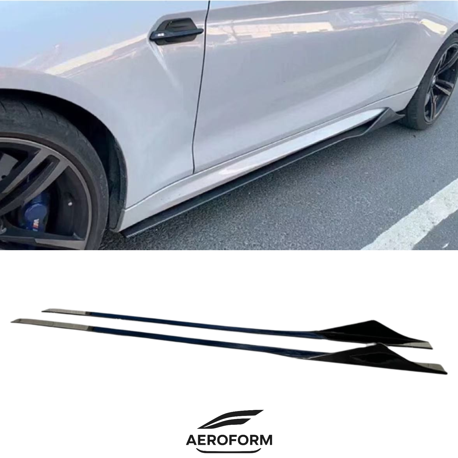 Gloss Black V Style Side Skirts Extension For BMW F87 M2 & Competition (16-21 )