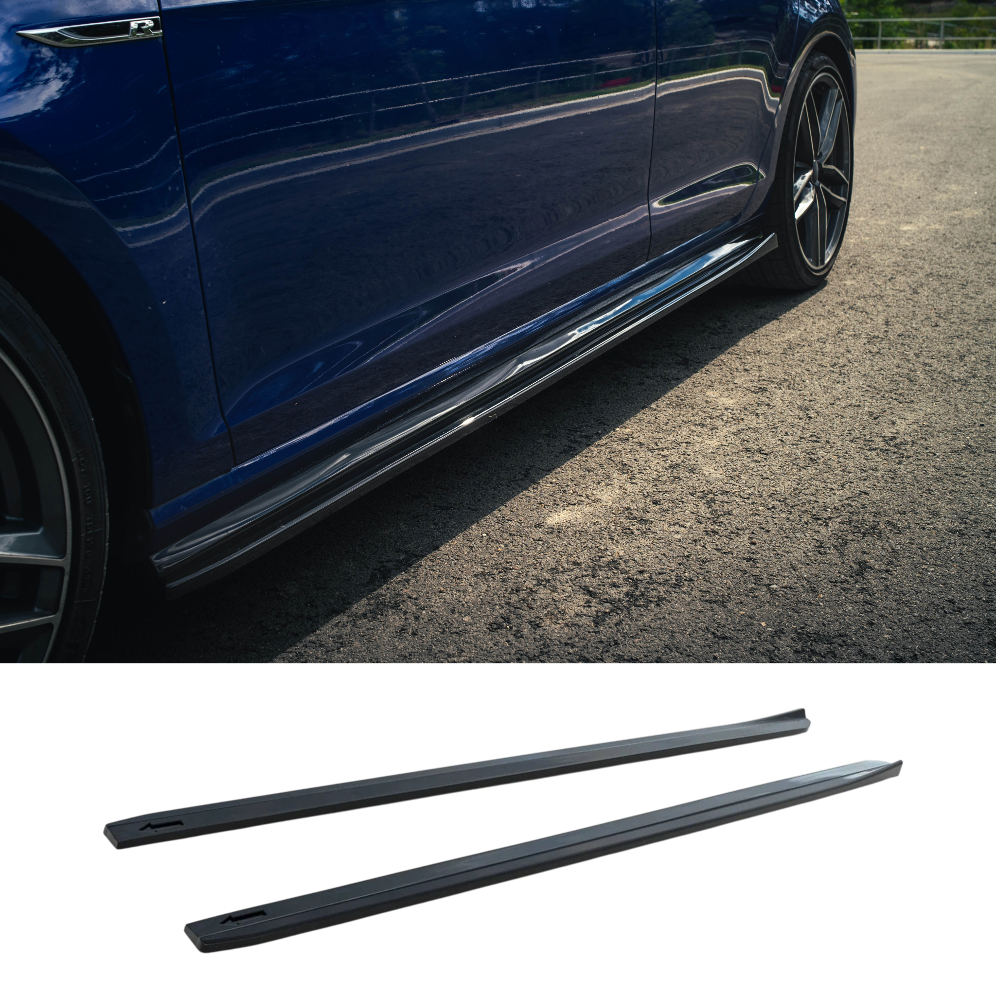 Aero Side Skirts (gloss black) for 17-20 Volkswagen Golf R MK7.5