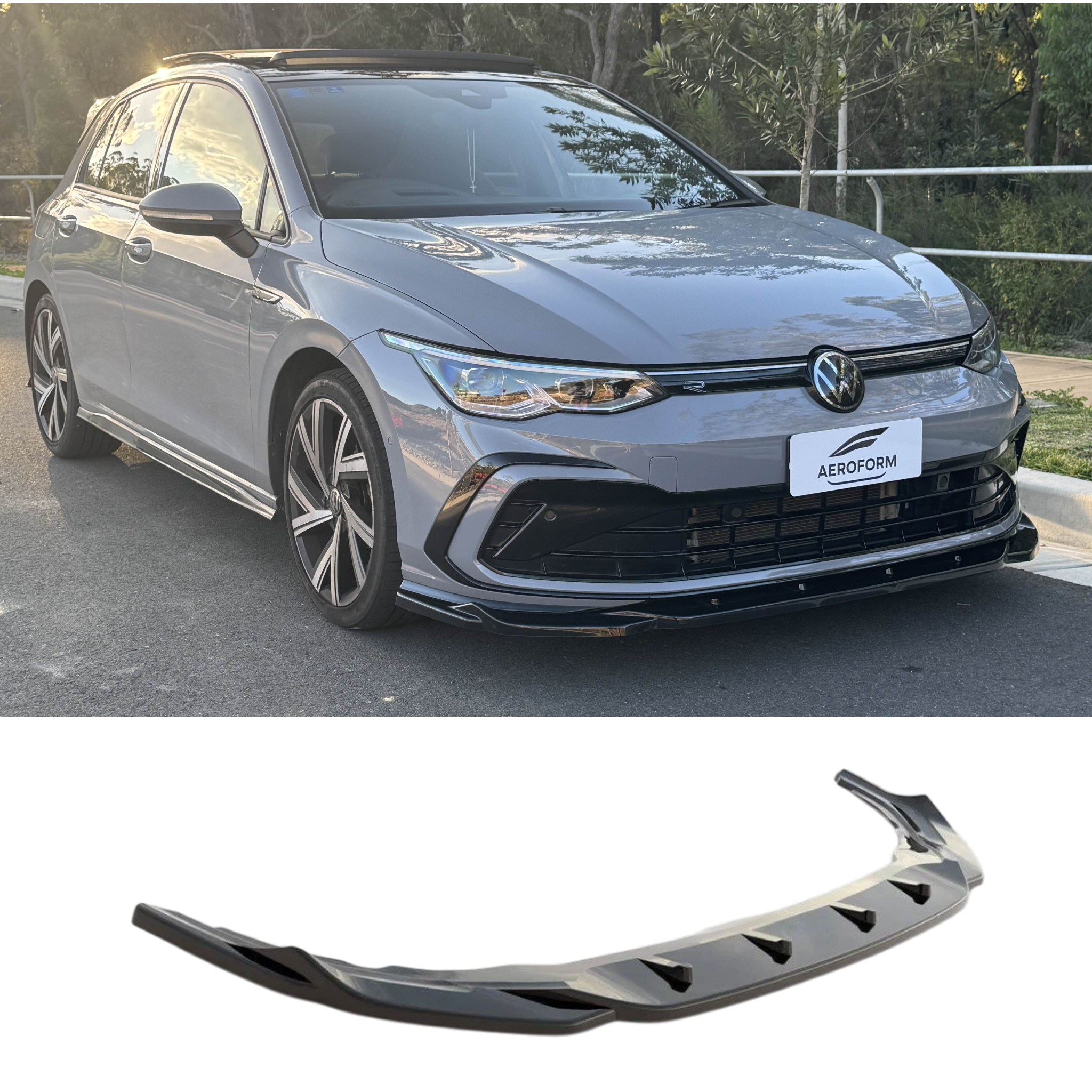 Max Style Front Lip (gloss black) for 20+ Volkswagen Golf R/GTI/R-Line MK8