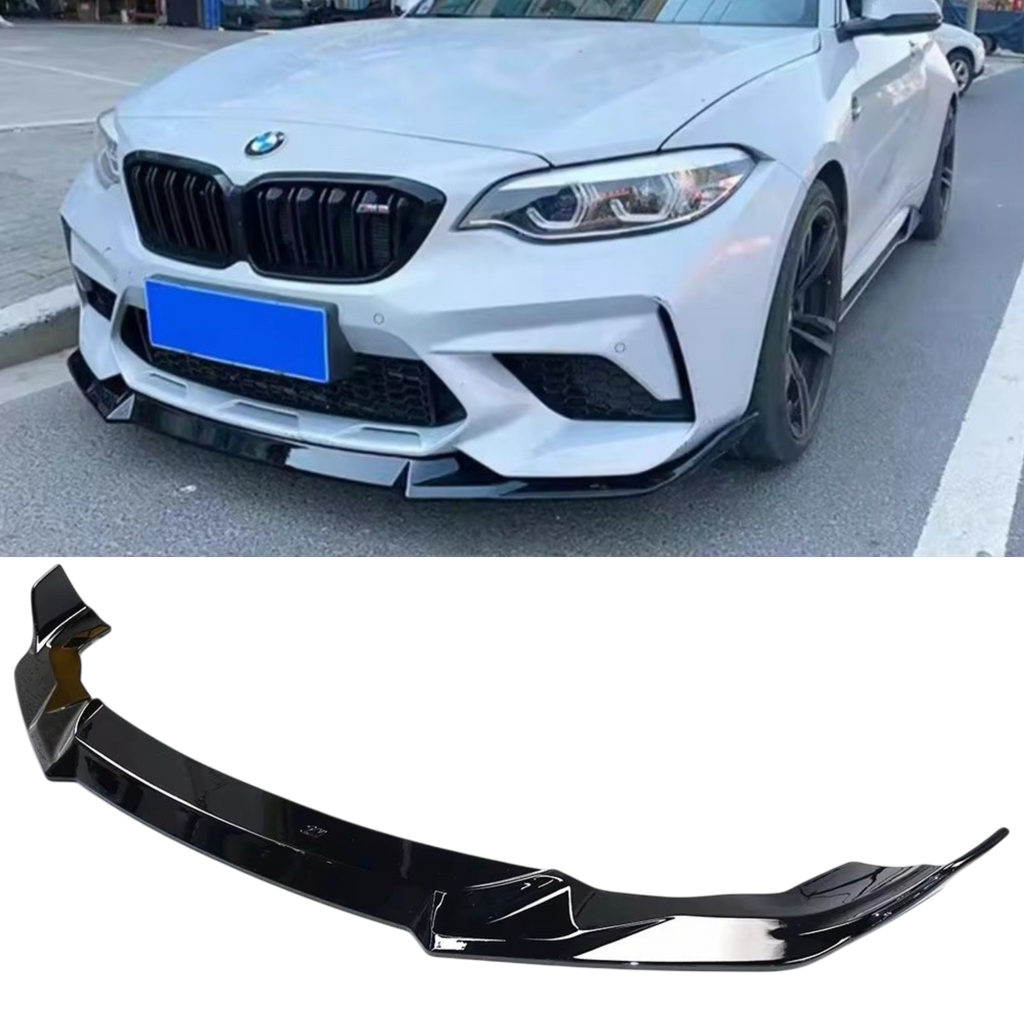 CS Style Front Lip (Gloss Black) for 12-19 BMW M2 Comp F87 LCI/ M2 Comp Bumper (F20/F22)