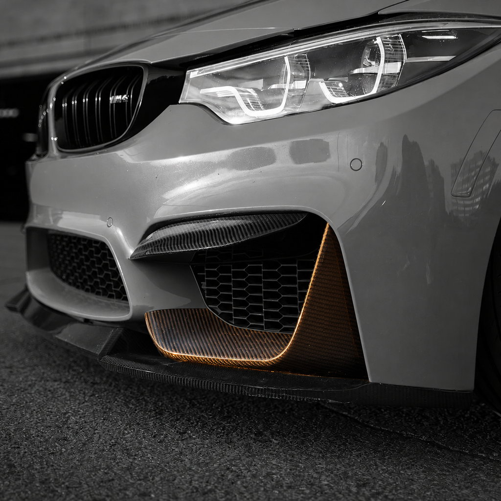 BMW M3 F80 / M4 F82 F83 (DRY CARBON FIBER) Front Lower Bumper Splitter Covers