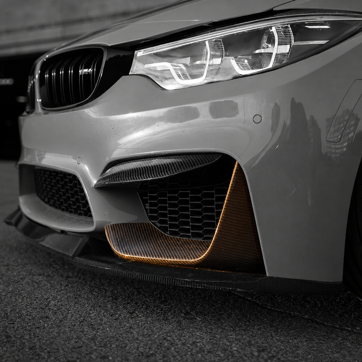 BMW M3 F80 / M4 F82 F83 (DRY CARBON FIBER) Front Lower Bumper Splitter Covers