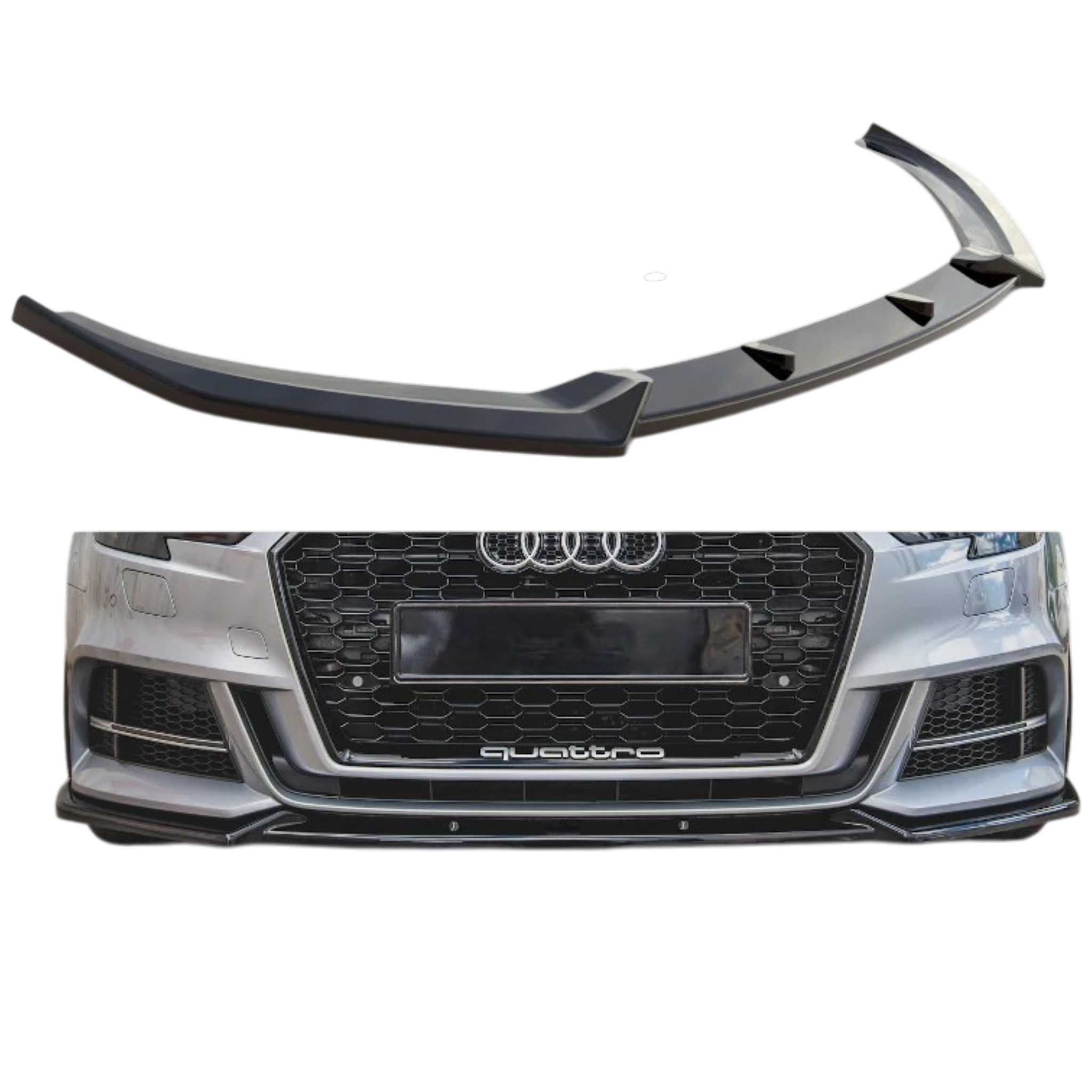 Aero Front Lip (Gloss Black) for 16-20 Audi S3/A3 S-Line (Sedan/Hatch) 8V facelift