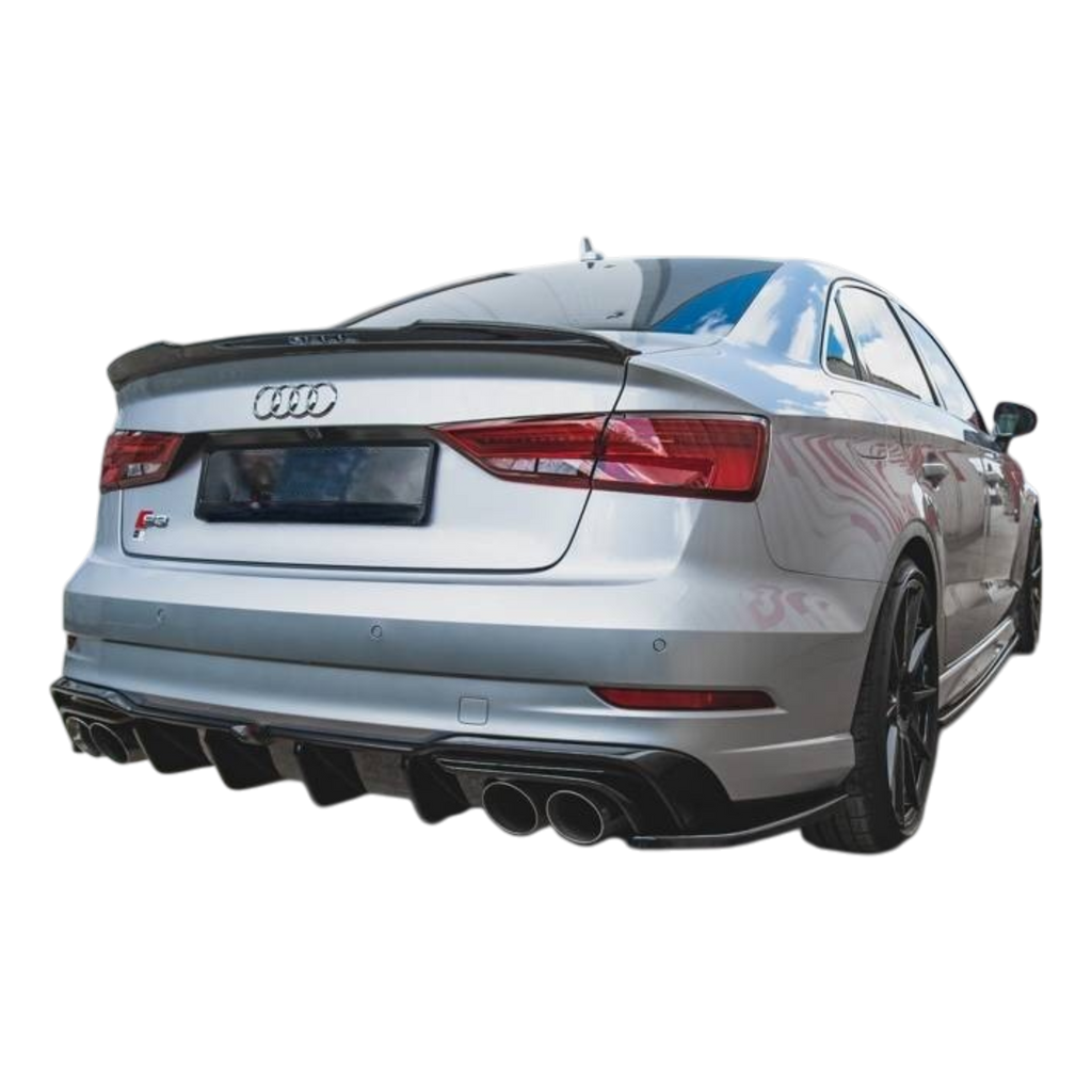 Aero Rear Diffuser (Gloss Black) for 16-20 Audi S3/A3 S-Line (sedan) 8V Facelift