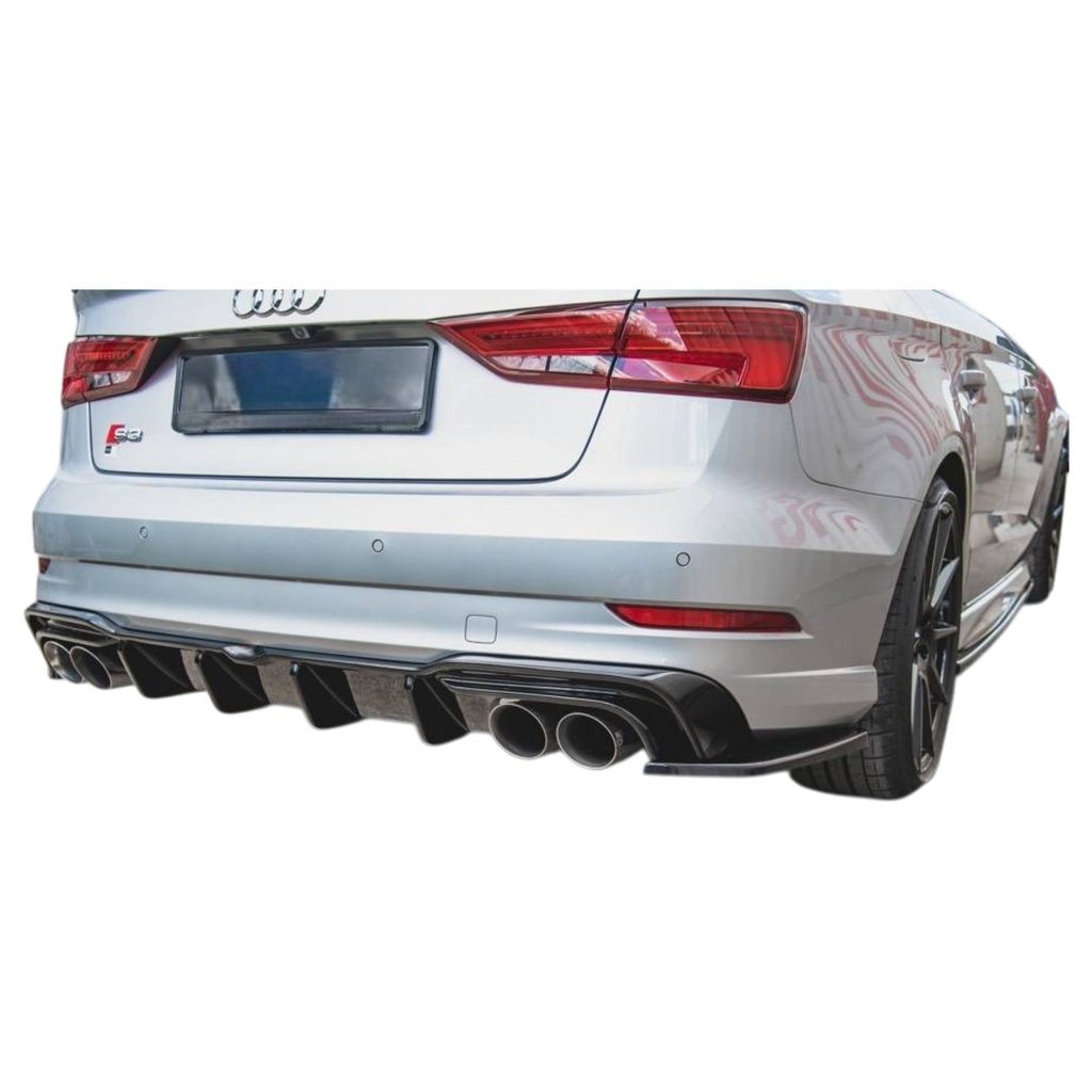 Aero Rear Diffuser (Gloss Black) for 16-20 Audi S3/A3 S-Line (sedan) 8V Facelift