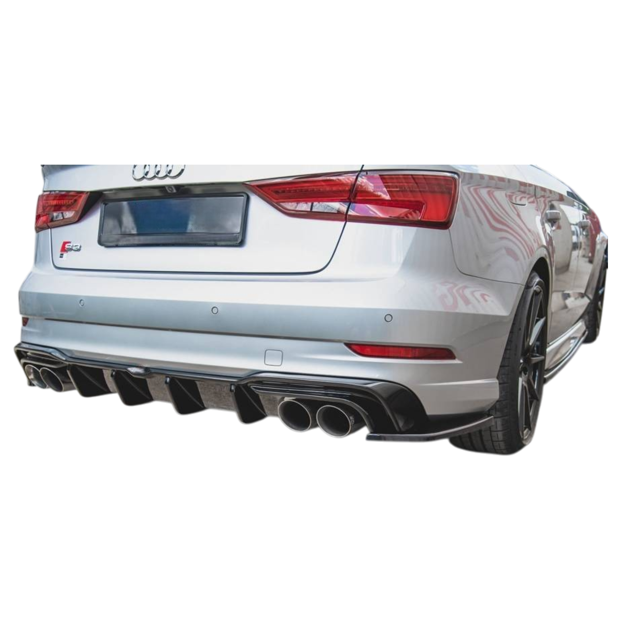 Aero Rear Diffuser (Gloss Black) for 16-20 Audi S3/A3 S-Line (sedan) 8V Facelift