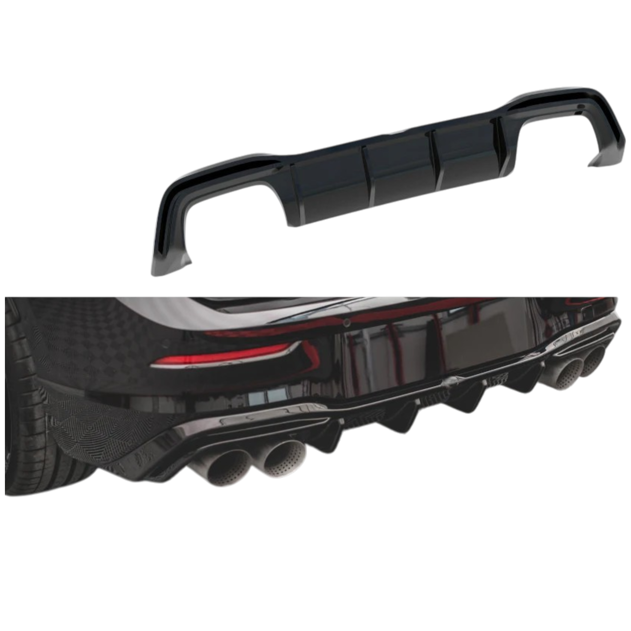 Max Style Rear Diffuser (gloss black) for 20+ Volkswagen Golf R MK8