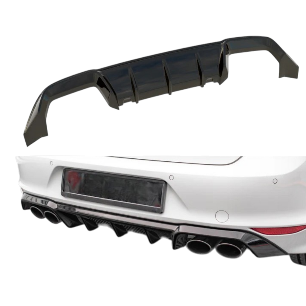 Aero Rear Diffuser (gloss black) for 14-17 Volkswagen Golf R MK7