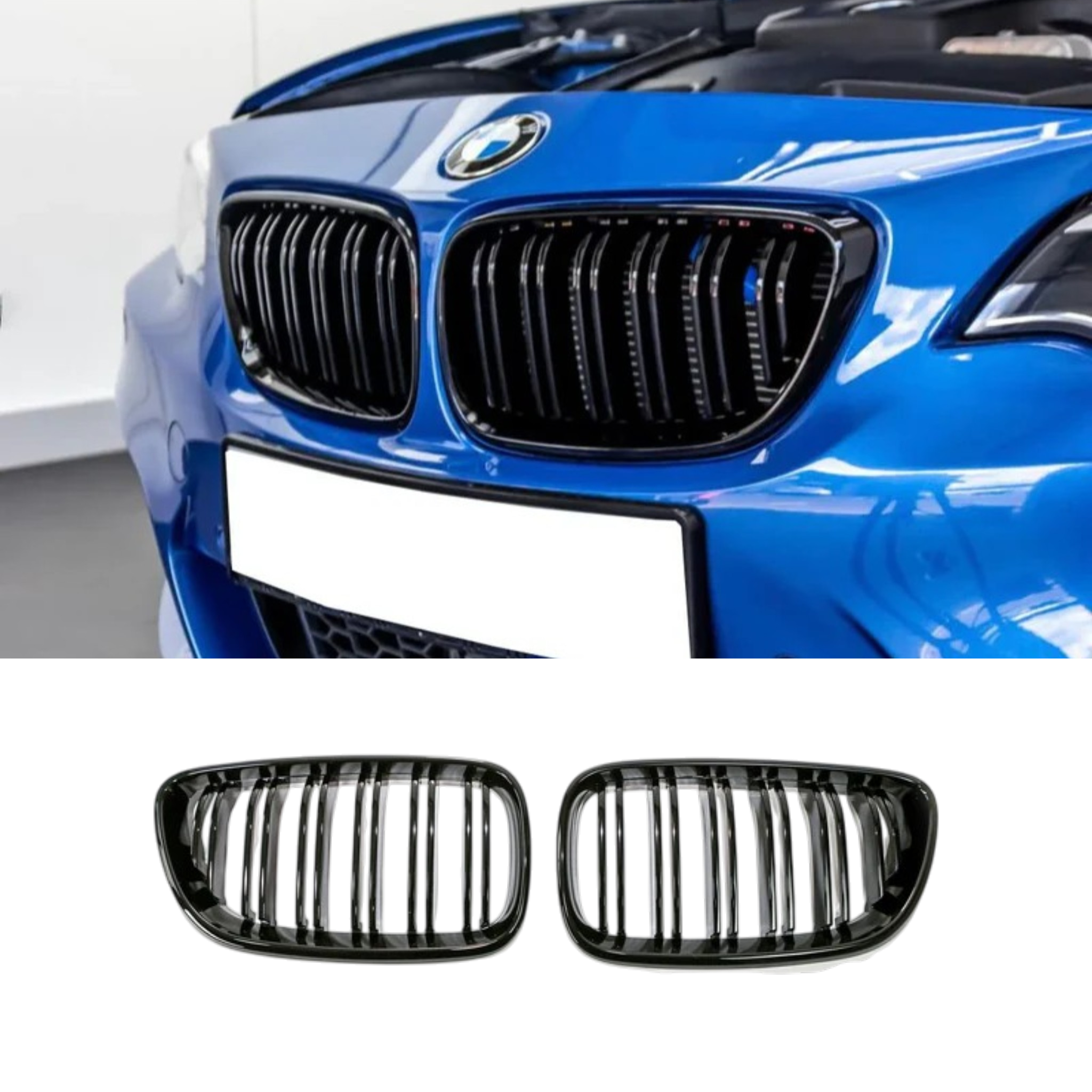 M Performance Style Dual Slat Grille (Gloss Black) for BMW 2 Series F22 F23 / M2 F87 Non Comp 2014-2020