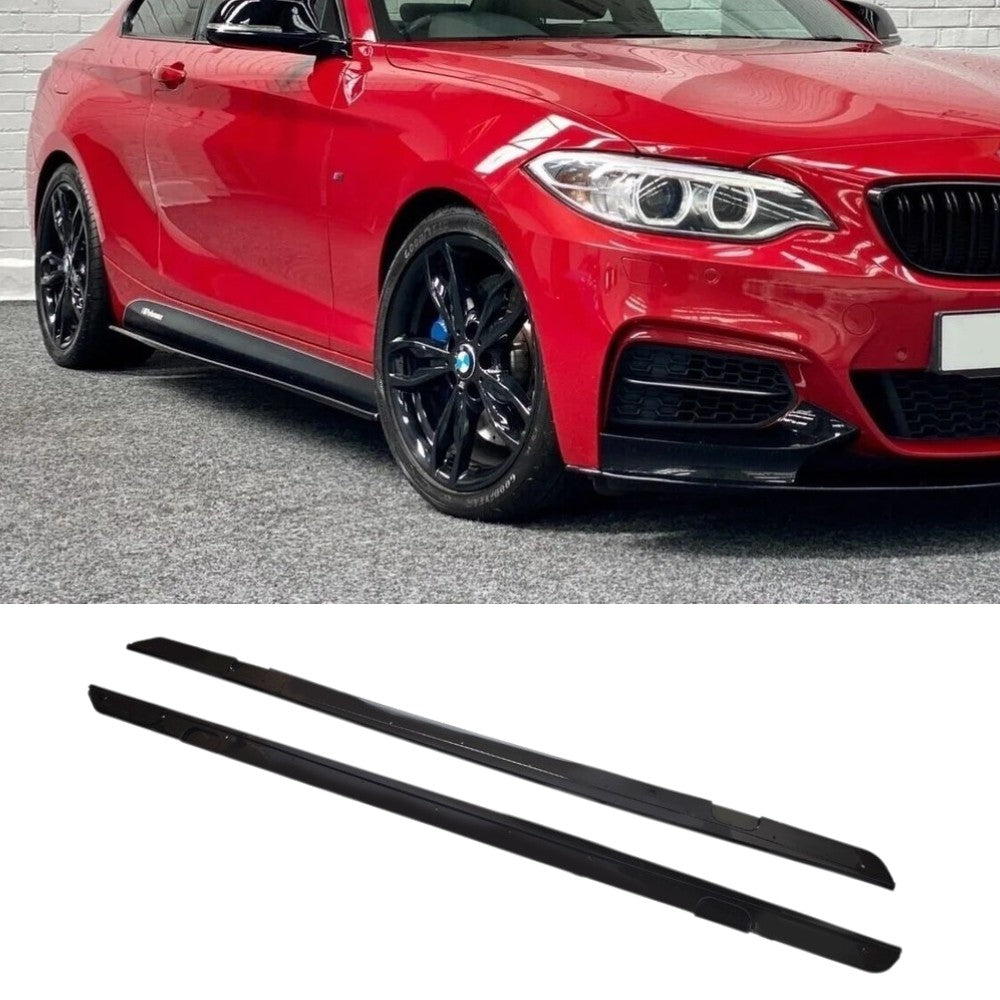 Exon Gloss Black M Performance Style Side Skirt Splitter for BMW 2-Series 220i 225i M235i M240i LCI F22 M-Sport