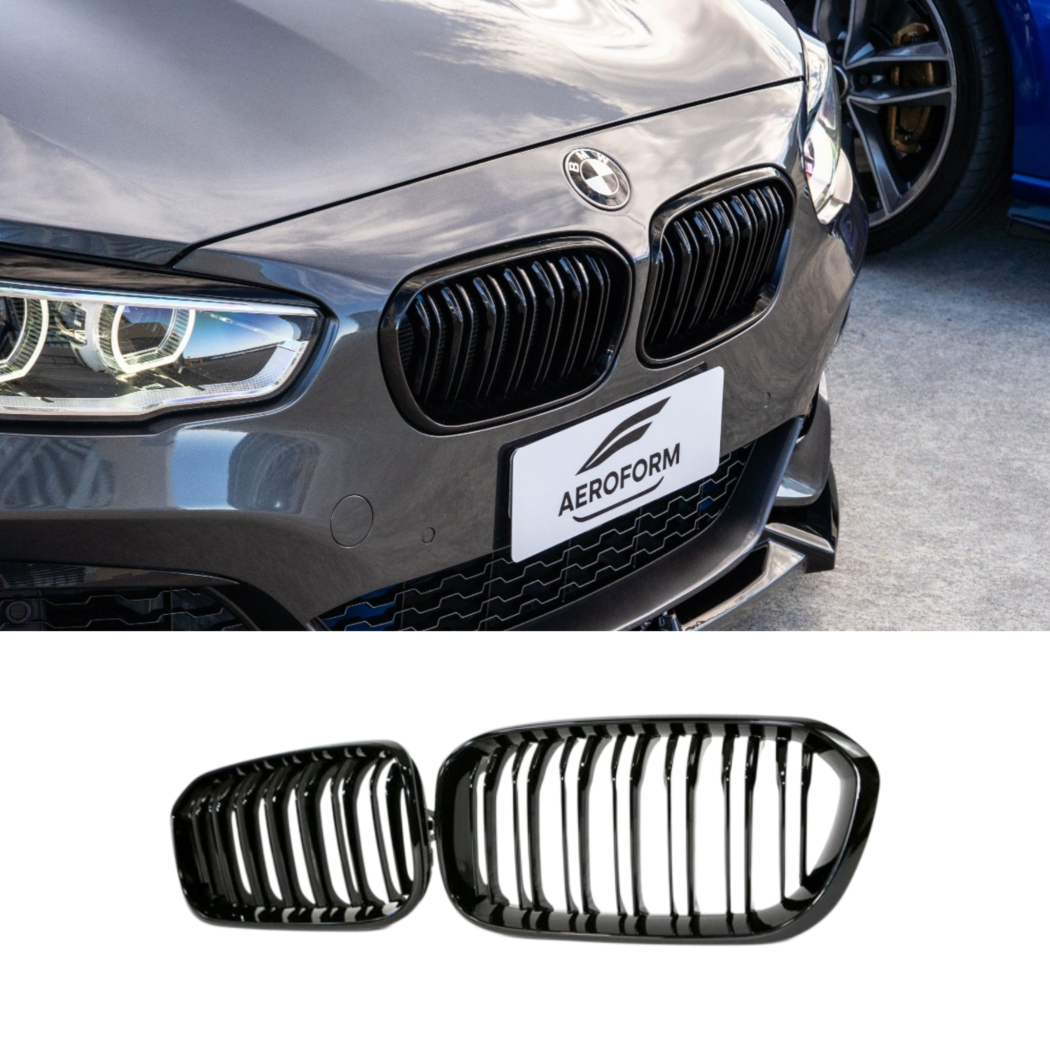 M Performance Style Dual Slat Grille (Gloss Black) for BMW 1 Series F20 2015-2019