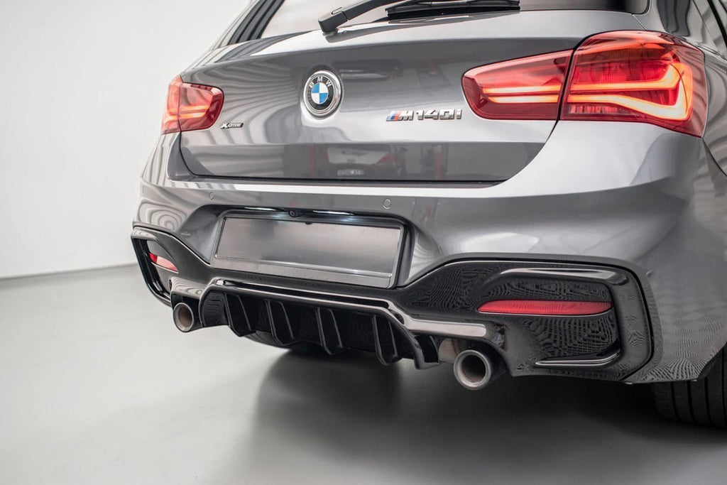 Max Style Rear Diffuser Double Exit (Gloss Black) for 15-19 BMW F20 1 Series