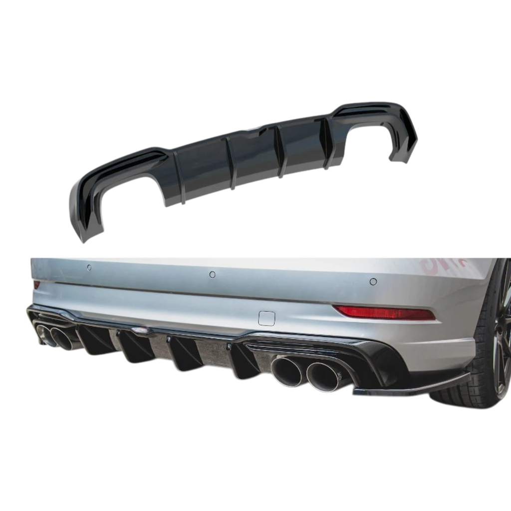 Aero Rear Diffuser (Gloss Black) for 16-20 Audi S3/A3 S-Line (sedan) 8V Facelift