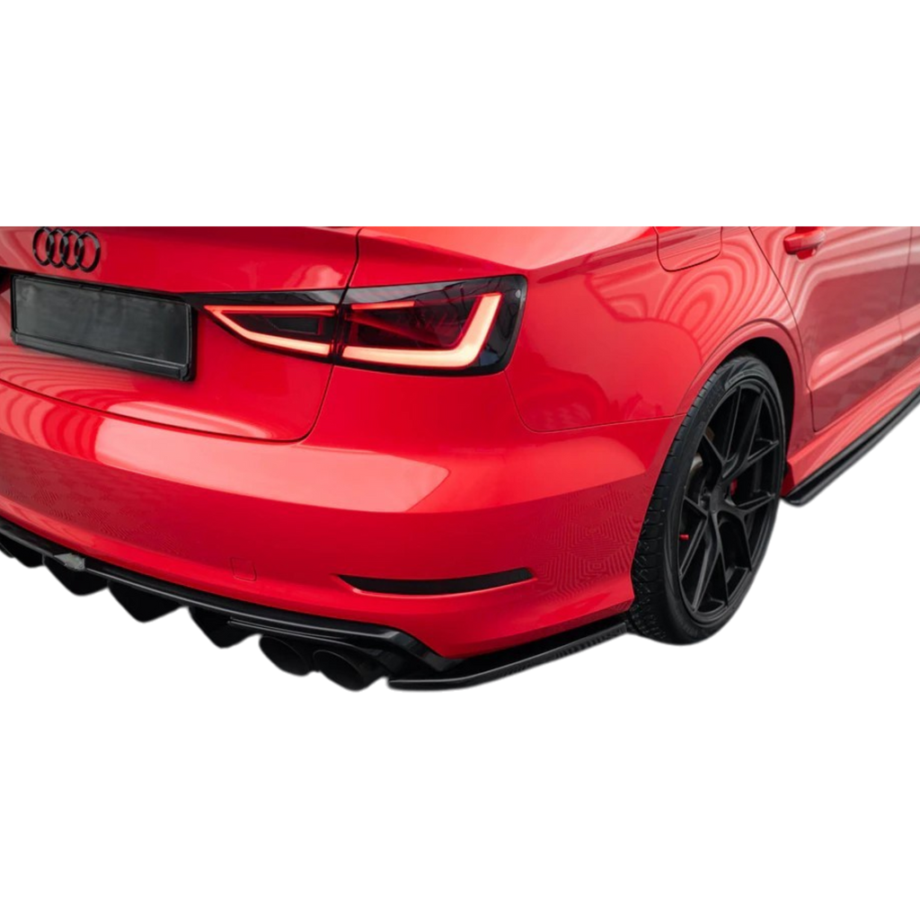 Aero Rear side splitters (Gloss Black) for 13-16 Audi S3/A3 S-Line (sedan) 8V pre-facelift