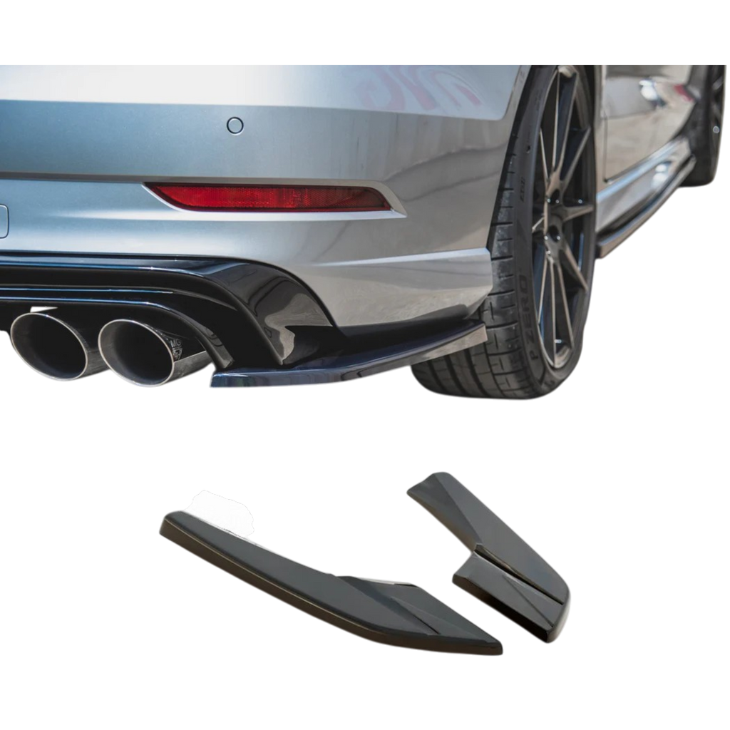 Aero Rear Side Splitters (Gloss Black) for 16-20 Audi S3/A3 S-Line (Sedan) 8V facelift
