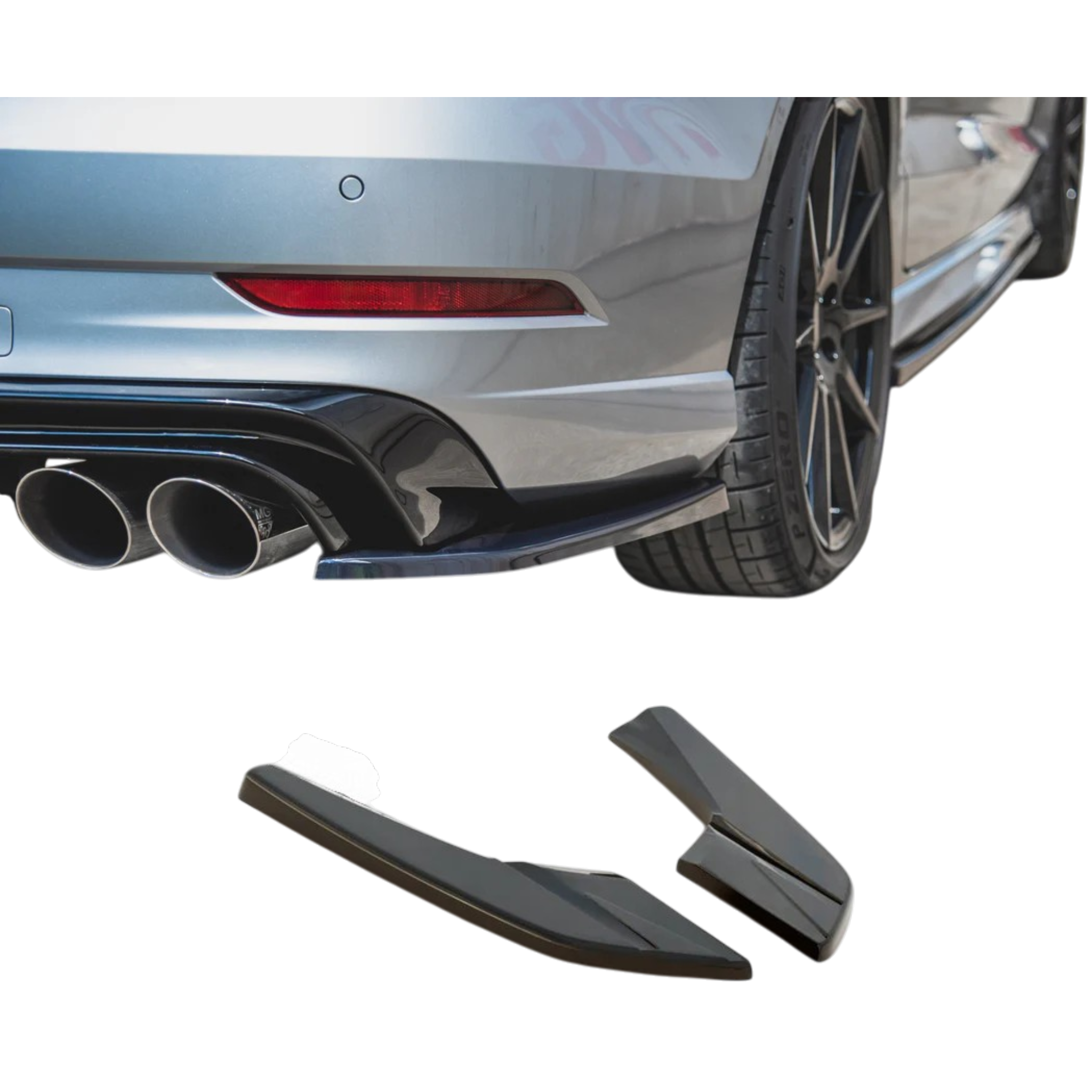 Aero Rear Side Splitters (Gloss Black) for 16-20 Audi S3/A3 S-Line (Sedan) 8V facelift