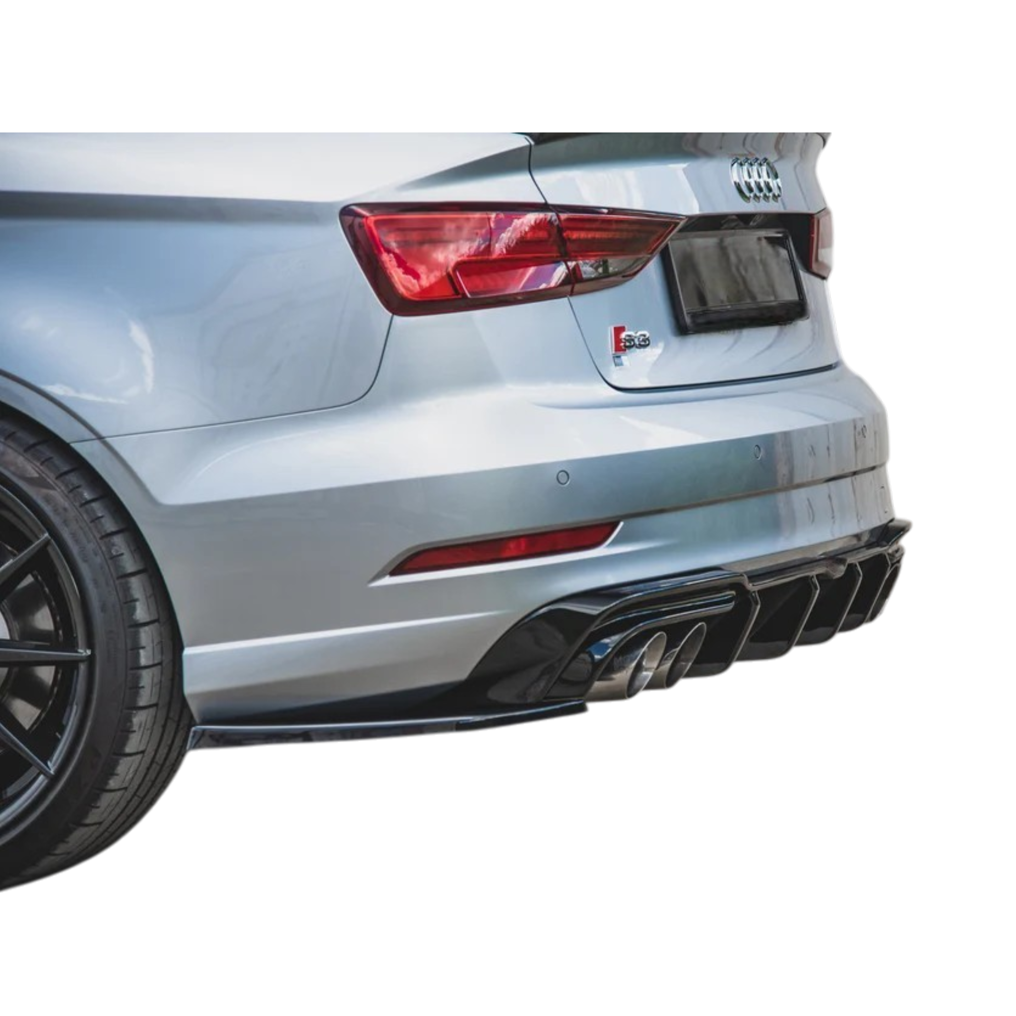Aero Rear Side Splitters (Gloss Black) for 16-20 Audi S3/A3 S-Line (Sedan) 8V facelift