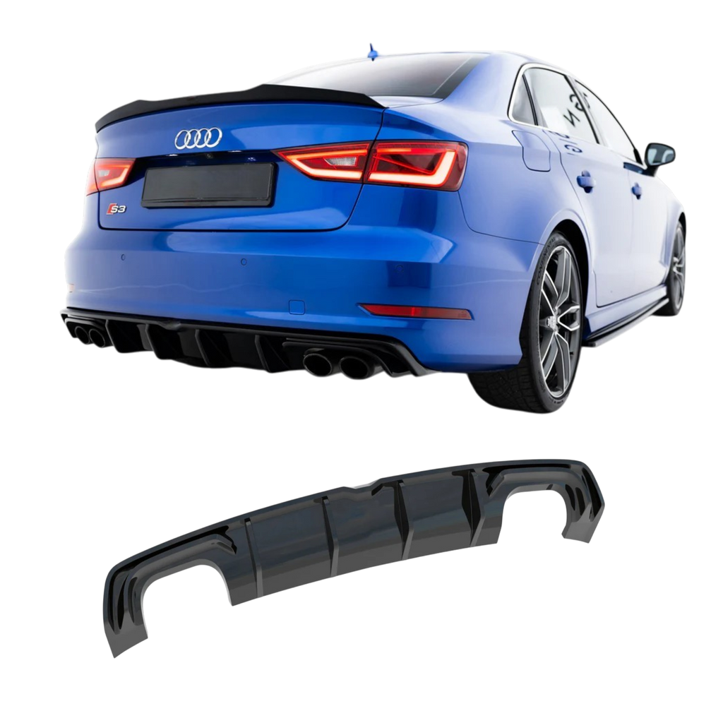 Aero Rear Diffuser (Gloss Black) for 13-16 Audi S3/A3 S-Line (sedan) 8V pre-facelift