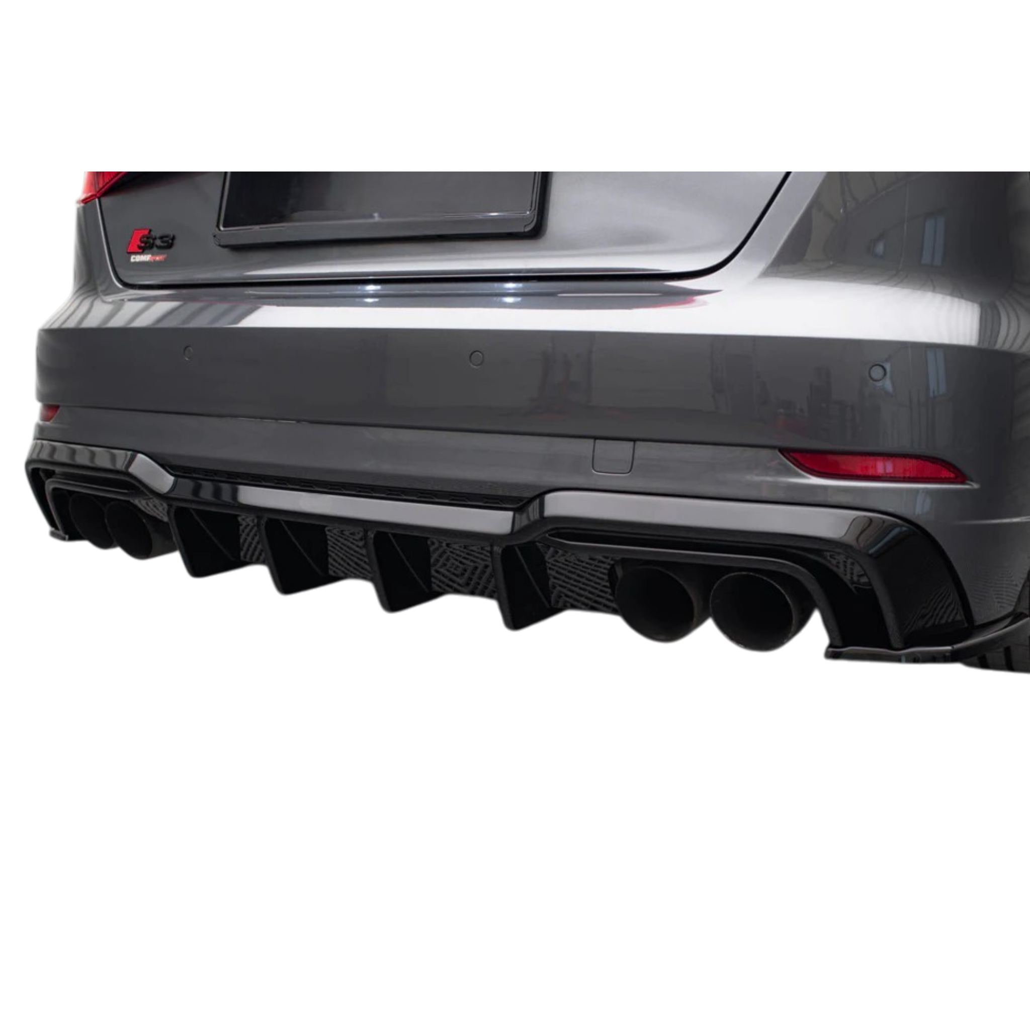 Aero Rear Diffuser (Gloss Black) for 16-20 Audi S3/A3 S-Line (Hatch) 8V Facelift
