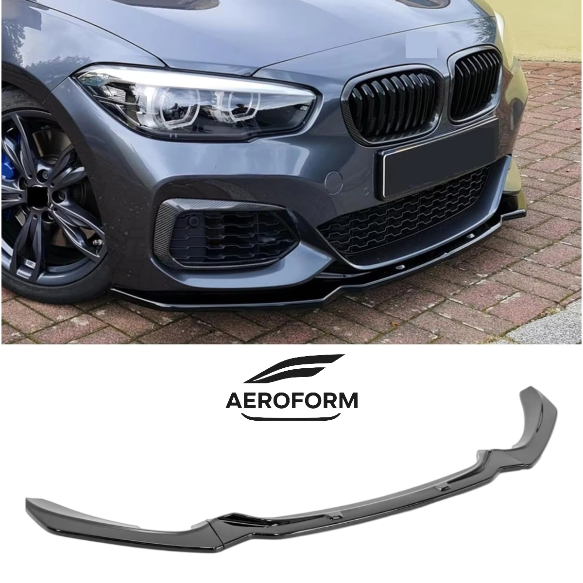 Max Style Front Lip 3 peice (Gloss Black) for 15-19 BMW 1 Series F20 (M-Sport) M140 M135 125i 120i 118i