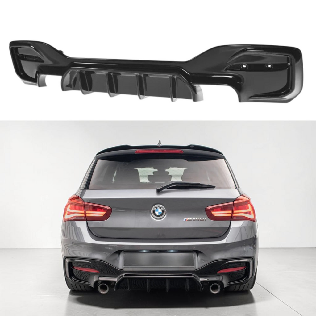 Max Style Rear Diffuser Double Exit (Gloss Black) for 15-19 BMW F20 1 Series